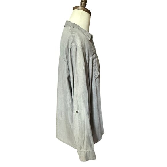 Jane + Delancey Womens Gray Button-Up Shirt XL With Roll-Tab Sleeves - Picture 2 of 16